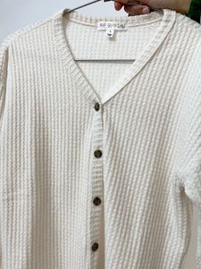 White Cozy Button-Down Knit Cardigan