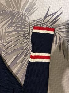 Navy Blue Ribbed Turtleneck Sweater