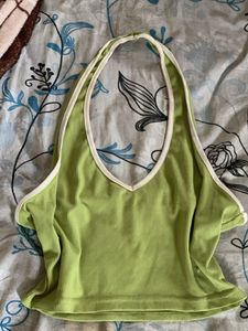 Lime Green Halter Neck Crop Top