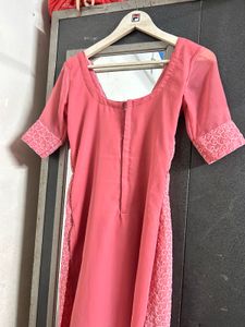 raksha bandhan sequence Peach Chikankari Kurta Set