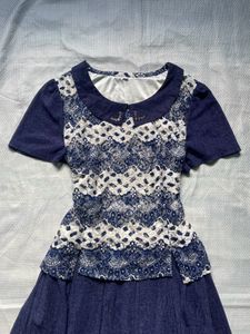 Blue &amp; White Lace Dress