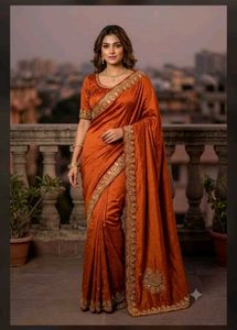 Elegant rust  Silk Saree