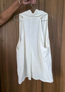 Chic White Sleeveless Wrap Top