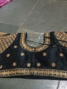 Black Embroidered  South Indian Design Blouse