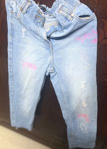Girls' Distressed Denim Jeans with Rhinestone Acce