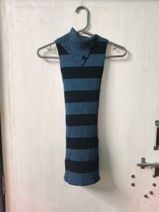 Striped Turtleneck Sleeveless Top
