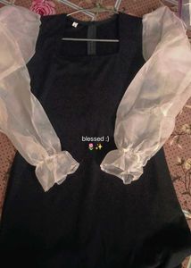 Black Long Dress with puffy sleeves