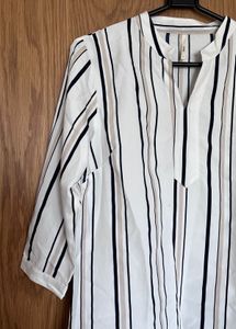 Striped V-Neck Tunic Top