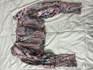 Pink Paisley Print Long Sleeve Top