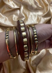 Boho Chic Leather &amp; Gold Tone Bracelet Set