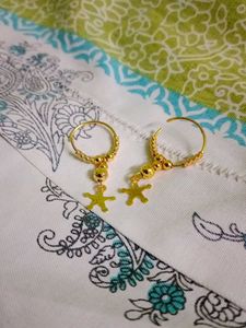 Gold Star Charm Hoop Earrings
