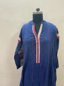 Blue Kurta with Red Accents