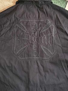 2000s Silver Flames Cross Embroidered Jacket