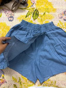 Blue Ruffled Skort with Elastic Waist