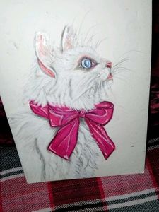 Cat Painting with Bow