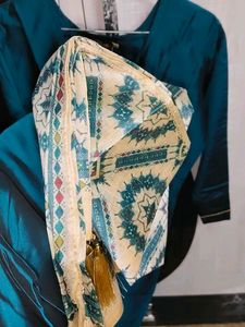 Teal Blue Embroidered Kurta Set