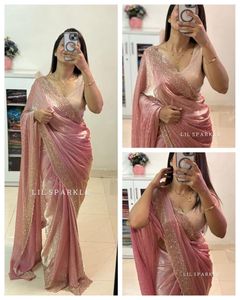 Stunning Rose Gold Embellished Saree
