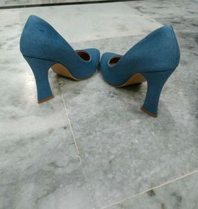 unused Blue Denim High Heels