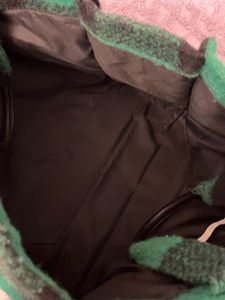 H&amp;M Green &amp; Black Checked Weave Tote bag