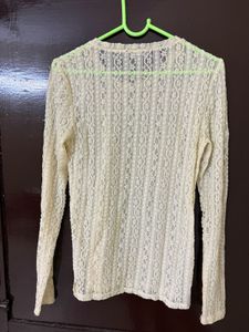 ZARA Sheer Lace Long Sleeve Top