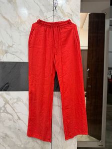 Bright Red Wide-Leg Lounge Pants