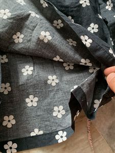 Black Floral Print Button-Up Top