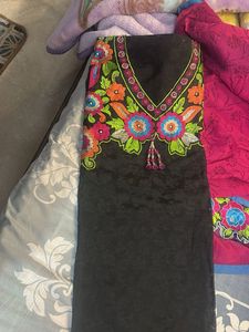 Elegant Black Embroidered Kurta Set
