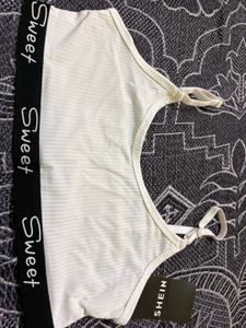 White Ribbed Sports Bra