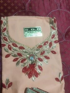 Elegant Peach Embroidered Un-stitched Suit