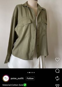 Zara Olive Green Button-Up Shirt