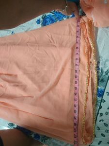 peach sharara set (white thread work)size XL