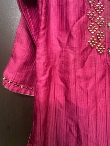 Mirrorwork Maroon Kurta with Lining
