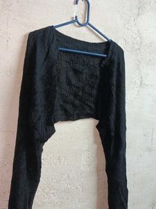 Winter Open Front Shrug Cropped Black 🖤