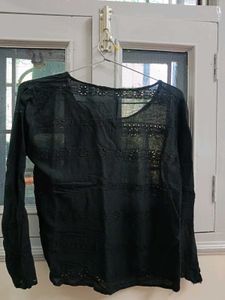 Embroidered Black Top