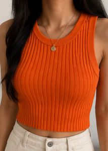 H&M Divided Orange Ribbed Knit Crop Top
