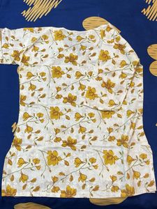 White &amp; Yellow Floral Kurta