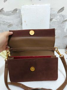 Stylish Brown Suede Crossbody Bag