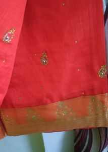 Orange 🧡 Saree With Blouse