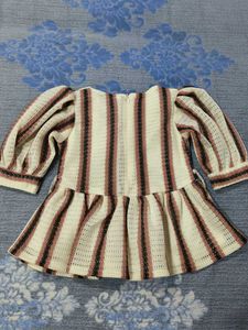 Striped Peplum Kurta with Flared Pants
