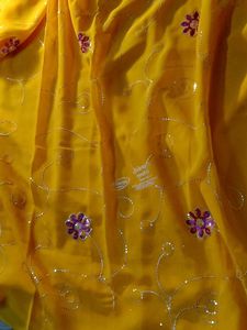 Vibrant Yellow Saree with Embellishments