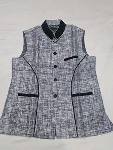 Men's Nehru Jacket - Classic Grey Tweed