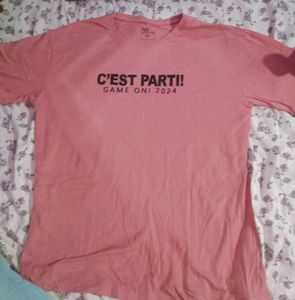 Pink "C'est Parti! Game On! 2024" T-Shirt