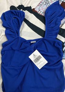 Royal Blue Ruffle Strap Tank Top