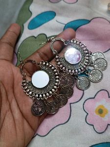 Boho Mirror Coin Dangle Earrings