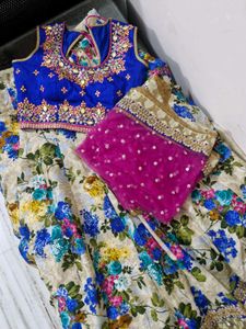 Floral Bridesmaid Lehenga Choli with Dupatta