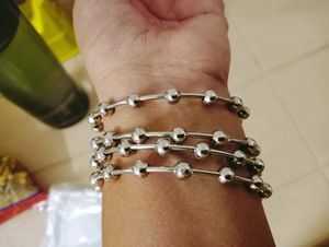 Silver Beads Design Bangles Set Of 4