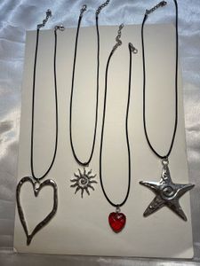 Y2K Chunky Pendant Necklaces Set