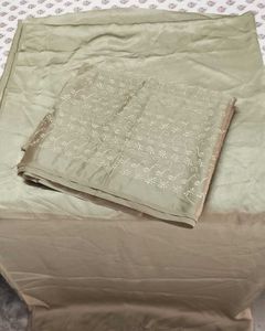 unstitched 2piece Chikankari satin silk set