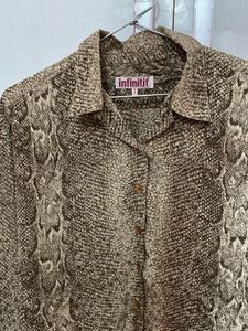 Snakeskin Print Cropped Jacket