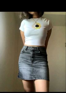 Gray Denim Mini Skirt